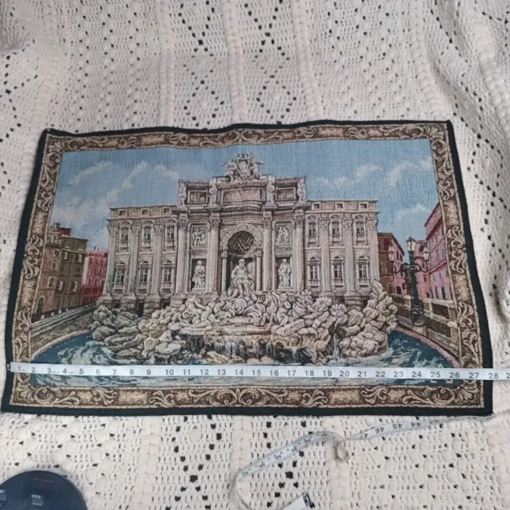 Fontana De Trevi Italian Tapestry Wall Art Hanging Made In Italy PAY‎ 19